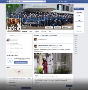 Social Media Management, Fredonia School of Music Facebook @fredoniamusic